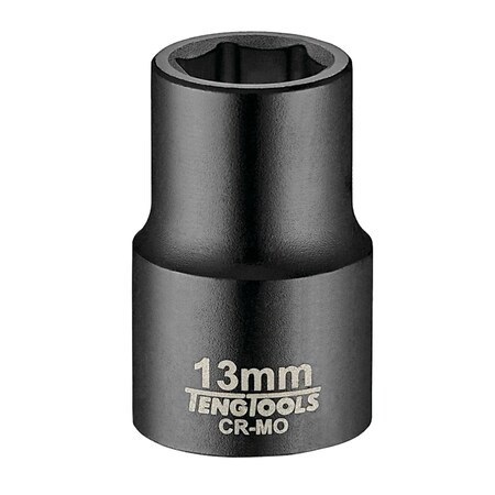 Teng Tools 13MM 1/2 Inch Drive ANSI 6 Point Metric Shallow Chrome Molybdenum Impact Socket 920513AN